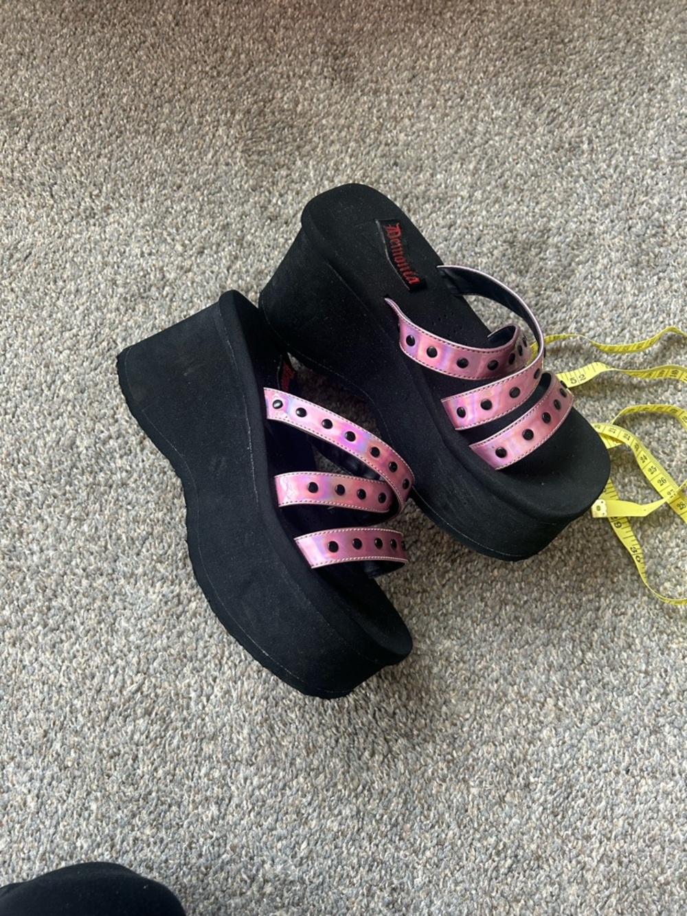 GUC Demonia Funn19 Black & Pink Platform Strappy Sandals